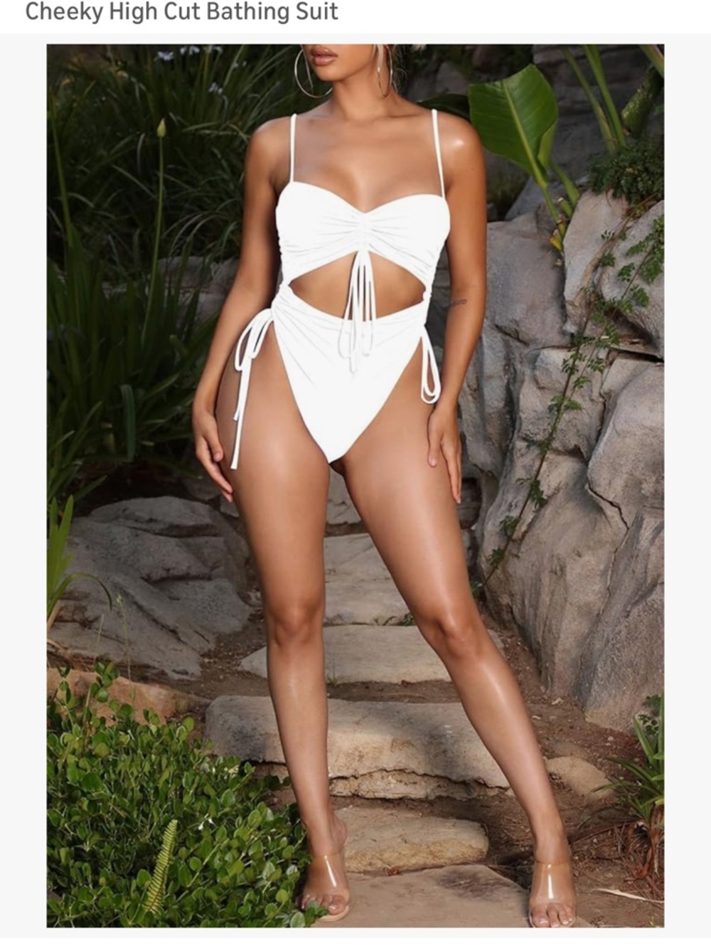 Women's White Cheeky High-Cut One-Piece NWOT